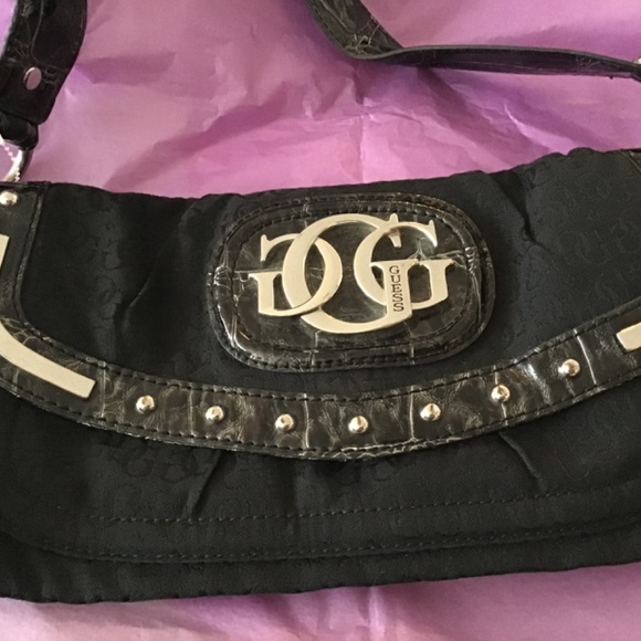 Vintage Guess Black Canvas Logo Shoulder Bag - Picture 3 of 8